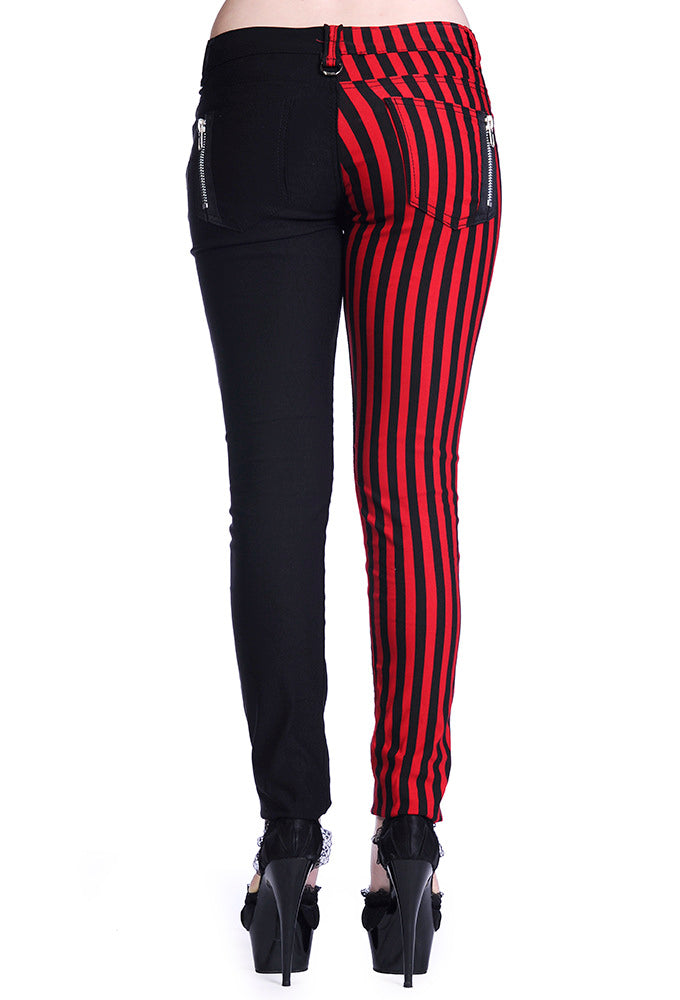 Banned Stripe Skinny Jeans red
