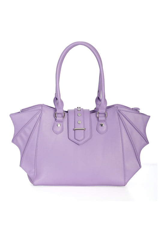 Lavendelfarbende Handtasche ANNABELLE HANDBAG Lilac mit Fledermausflügeln von Banned