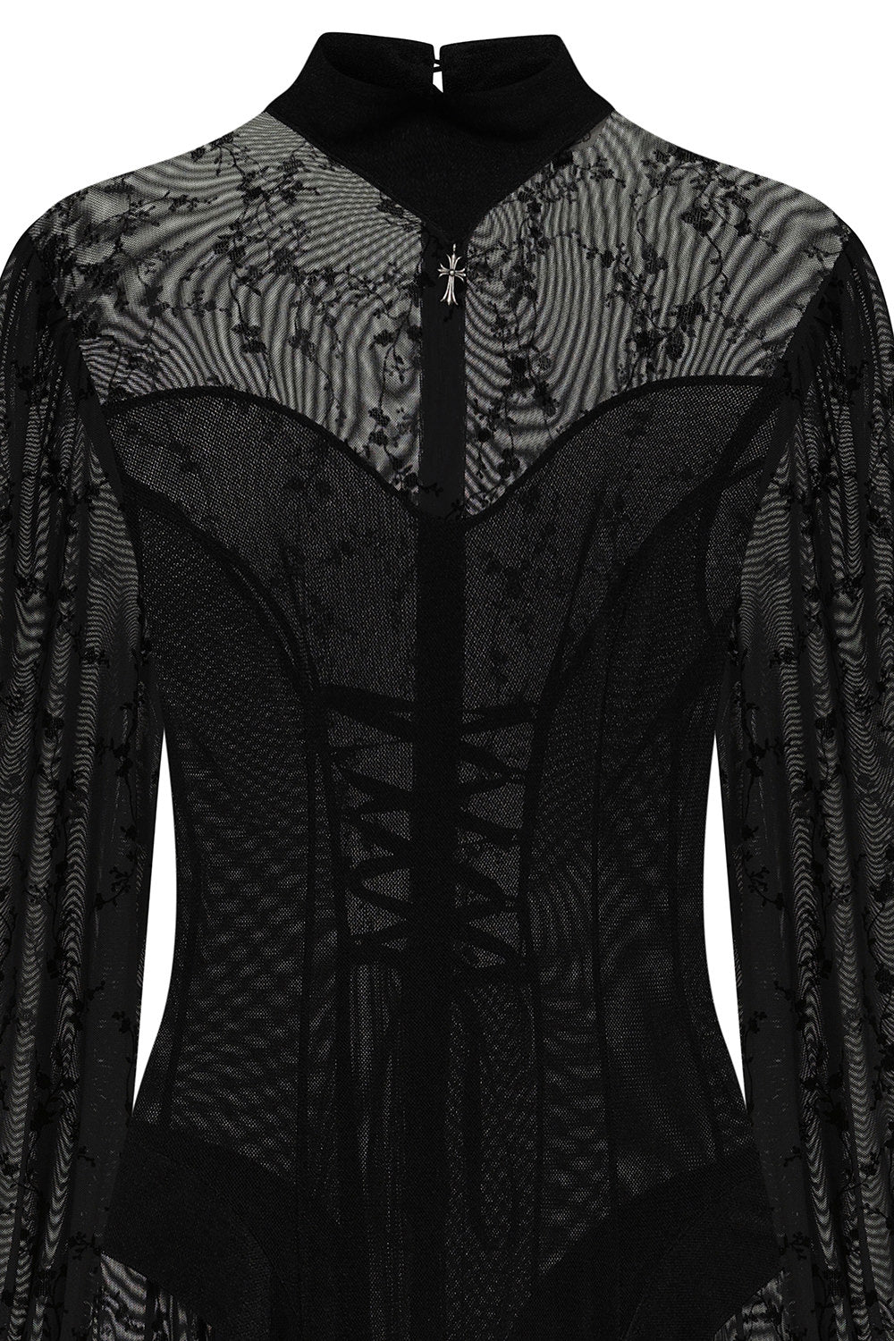 Schwarzes Kleid MALEFICA DRESS mit Schnürung und Meshstoff von Banned