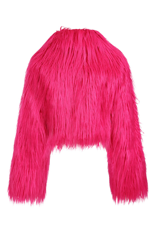 Neonpinke Jacke Glacia Jacket Neon Pink aus Kunstfell von Banned