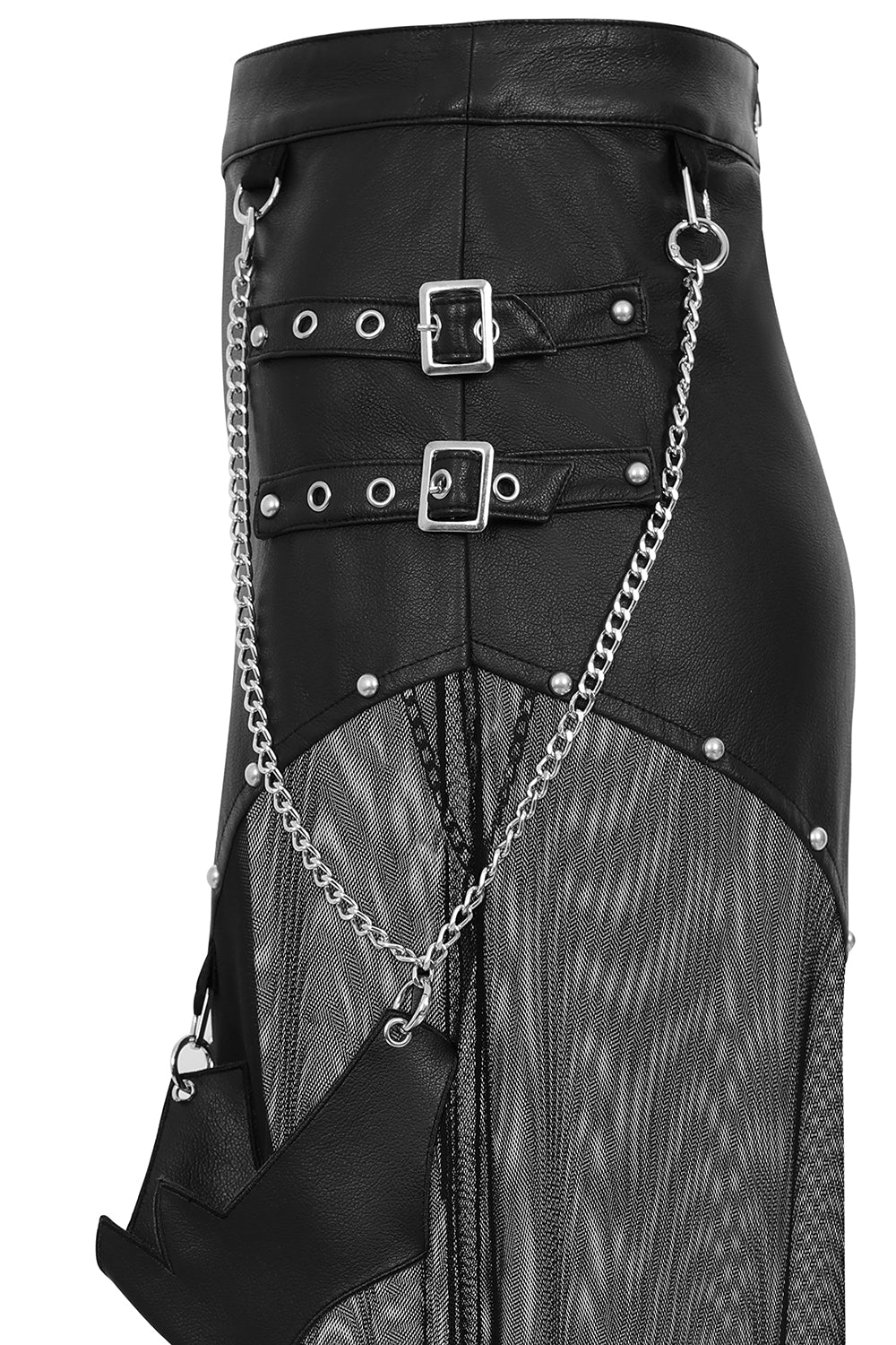 Schwarzer Rock LAMIA SKIRT mit Mesh und Kunstlederelementen von Banned
