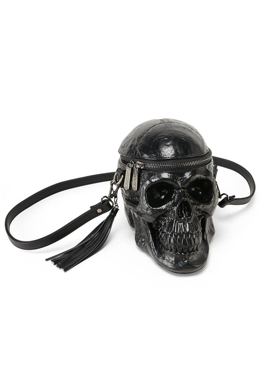 Black Grave Digger Skull Handbag Killstar
