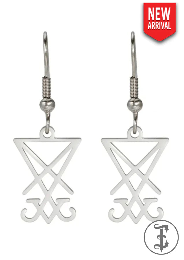 Silberfarbende Sigil Ohrringe in Form von Luzifers Siegel von EASURE