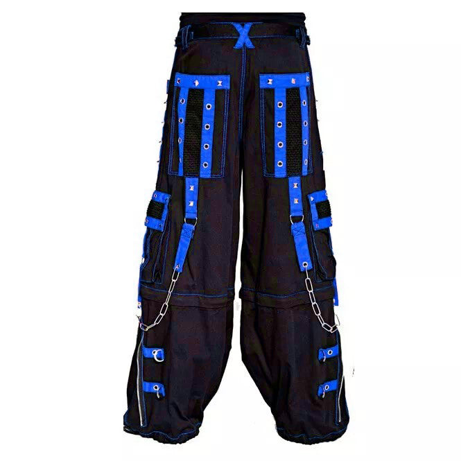 Schwarze Hose BLUE CUFF PANTS mit Handschellenelementen und blauen Details mit Colours Branding