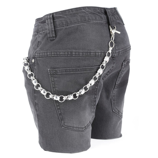 Rockabilly Totenkopf Gürtelkette massive Skulls