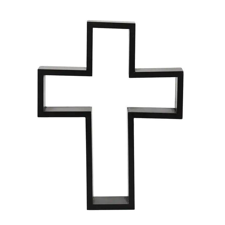 Gotisches schwarzes Kreuz Wandregal
