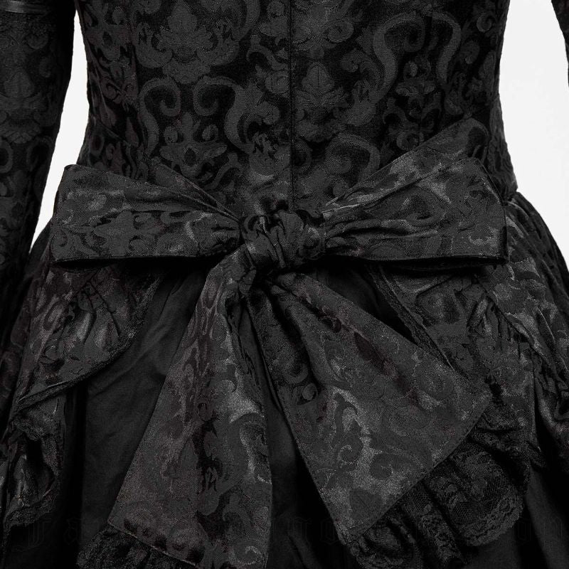 Schwarzes Kleid Obsidian Ruffles Dress mit Schnürung und floralem Muster von RNG