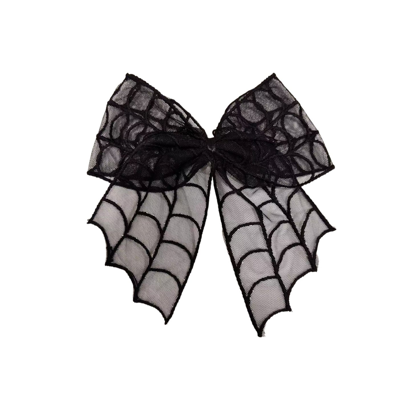 Schwarze Schleife SPIDERWEB HAIR RIBBON MESH aus Meshstoff mit Spinnennetzprint Moon Attic