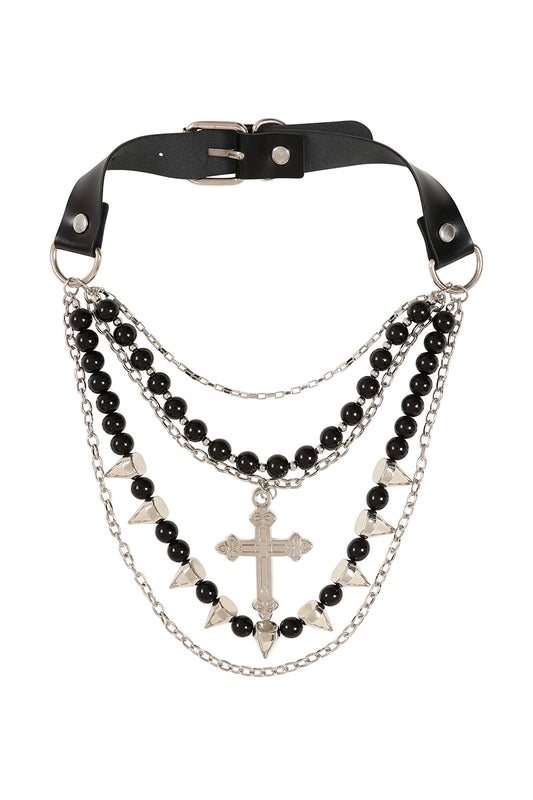 Schwarzes Halsband DARK DIVINE CHOKER mit Kreuzanhänger von Banned