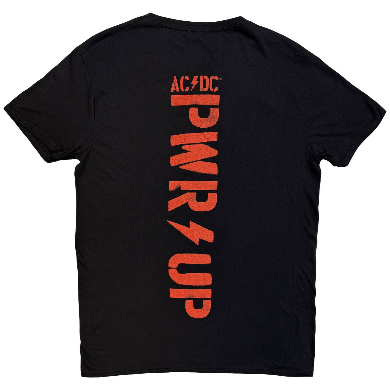 Lizensiertes AC/DC Angus Finger Horns Bandshirt mit PWR UP Schriftzug auf dem Rücken