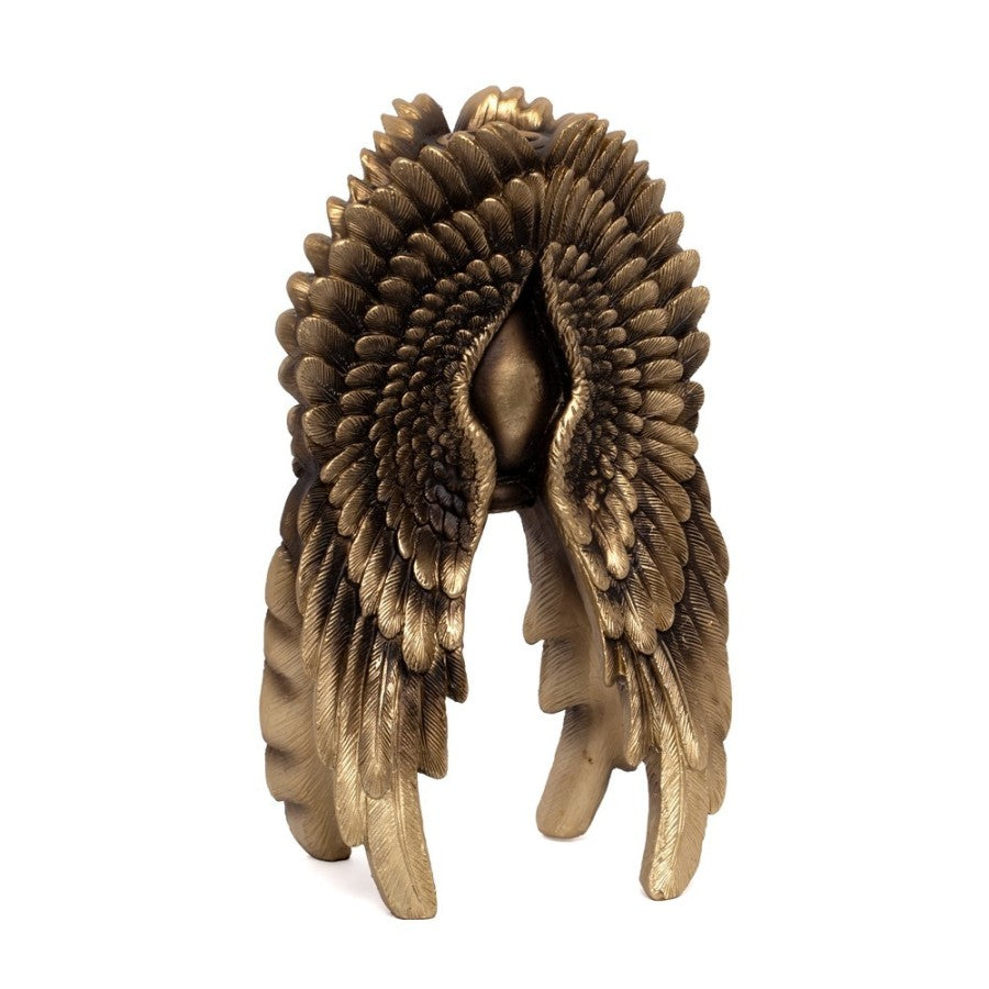 Kunstvoller Kerzenständer Angel Wing Candleholder aus Kunstharz mit antikem Gold-Finish in Flügelform von Alchemy England