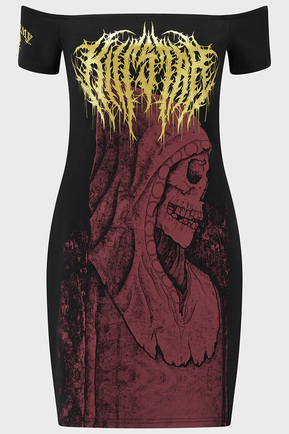 Schwarzes Kleid Arcane Rituals Mini Dress mit Skelett Print von Killstar