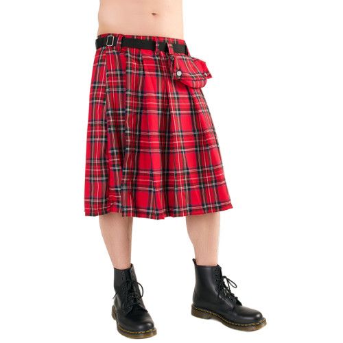 Short Kilt Red Tartan Black Pistol