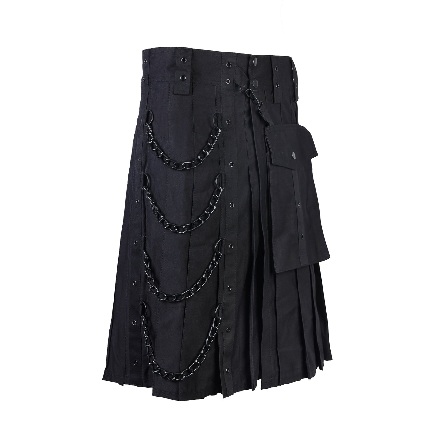 Schwarzer Chain Kilt Denim mit Ketten und abnehmbarer Kilttasche von Black Pistol