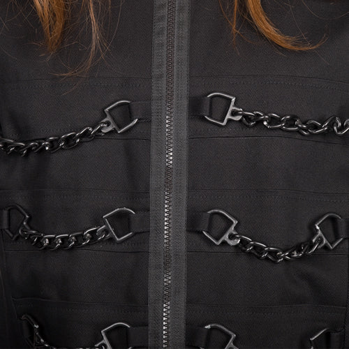 Nahaufnahme Gliederketten und Reißverschluss