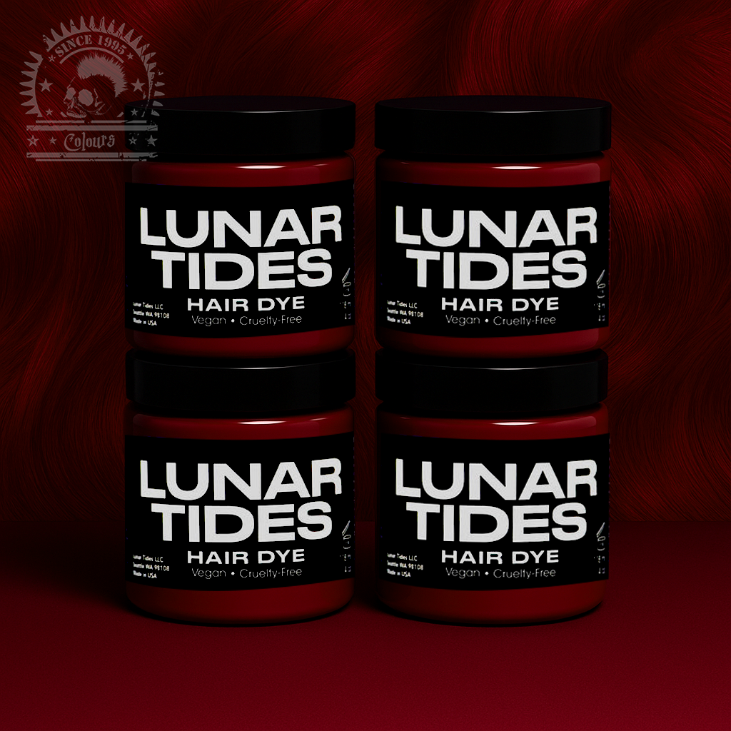 semi-permanente Haartönung 4er-Sparset BLOOD MOON in dem Farbton kräftiges Blutrot mit leicht orangfarbenden Untertönen von Lunar Tides