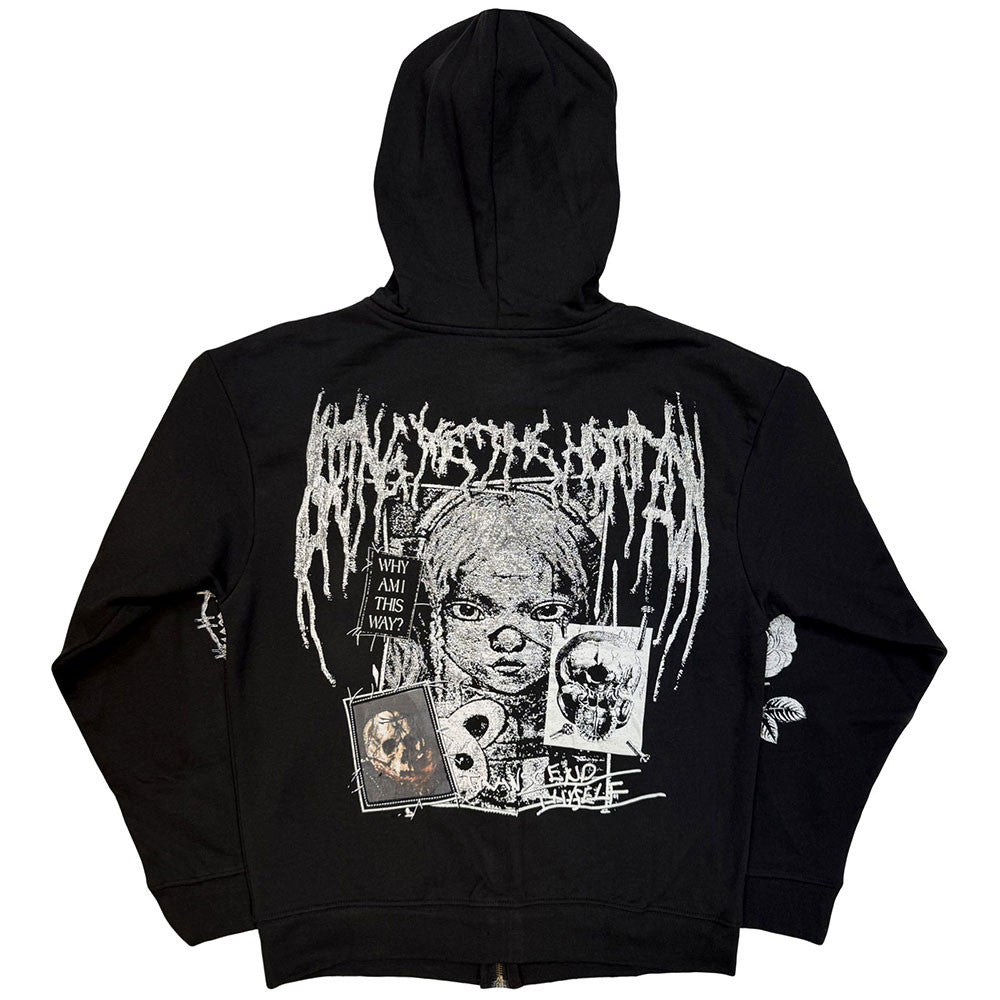 Lizensierte Sweatshirtjacke Bring Me The Horizon Nailed Symbol Band-Hoodie mit vielen Prints und großem Backprint