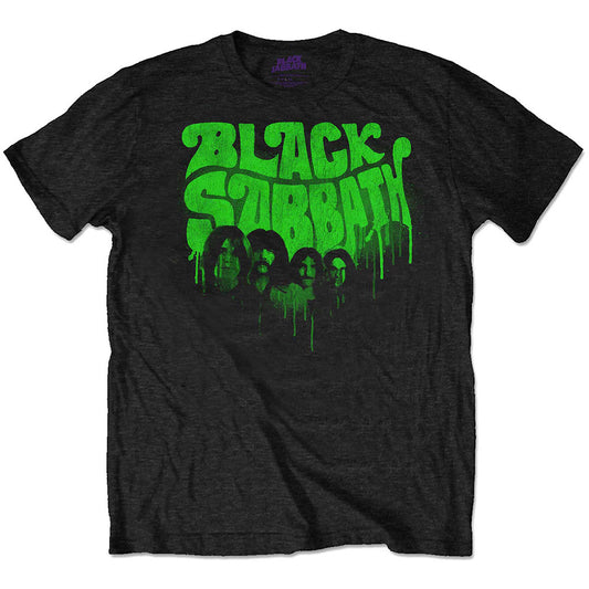 Lizensiertes Black Sabbath Graffiti Bandshirt mit Bandprint, sowie Grüner, graffiti-artigen Black Sabbath-Aufschrift