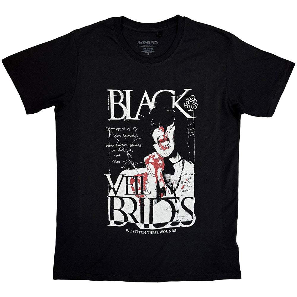 Lizensiertes Black Veil Brides Stitch These Wounds Bandshirt mit abstraktem Print