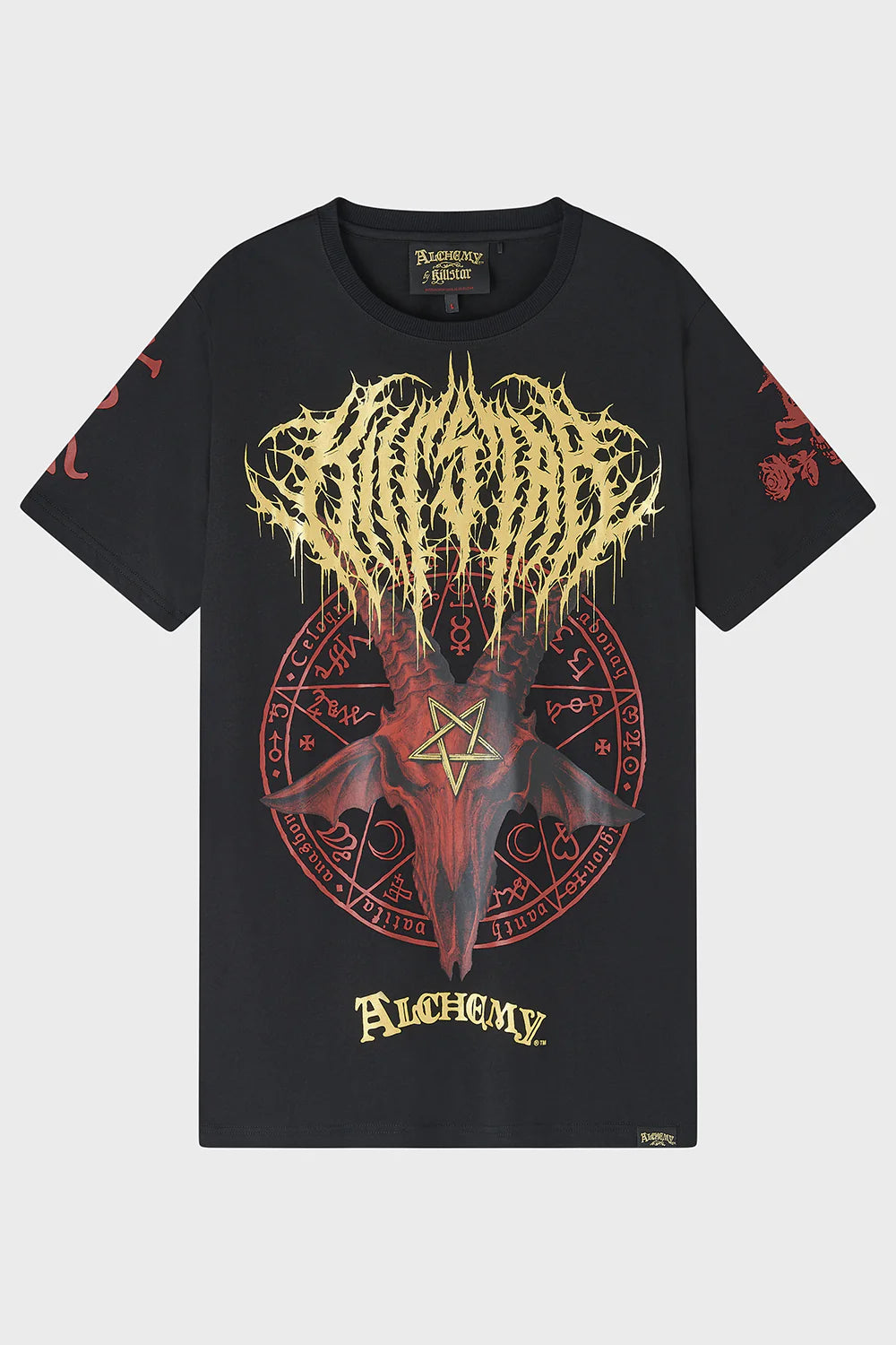Schwarzes Shirt Baphomet Zisurrû T-Shirt mit Ziegenkopf Print von Killstar