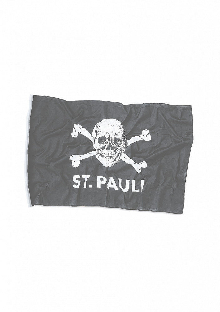 Schwarze Hissfahne mit Totenkopf in der Größe 120x200cm von St.Pauli