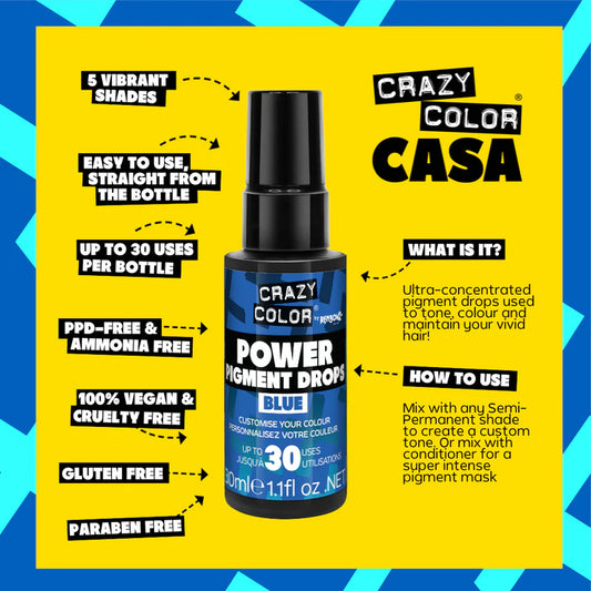 Blaue Pigmenttropfen BLUE Power Pigment Drops von Crazy Color