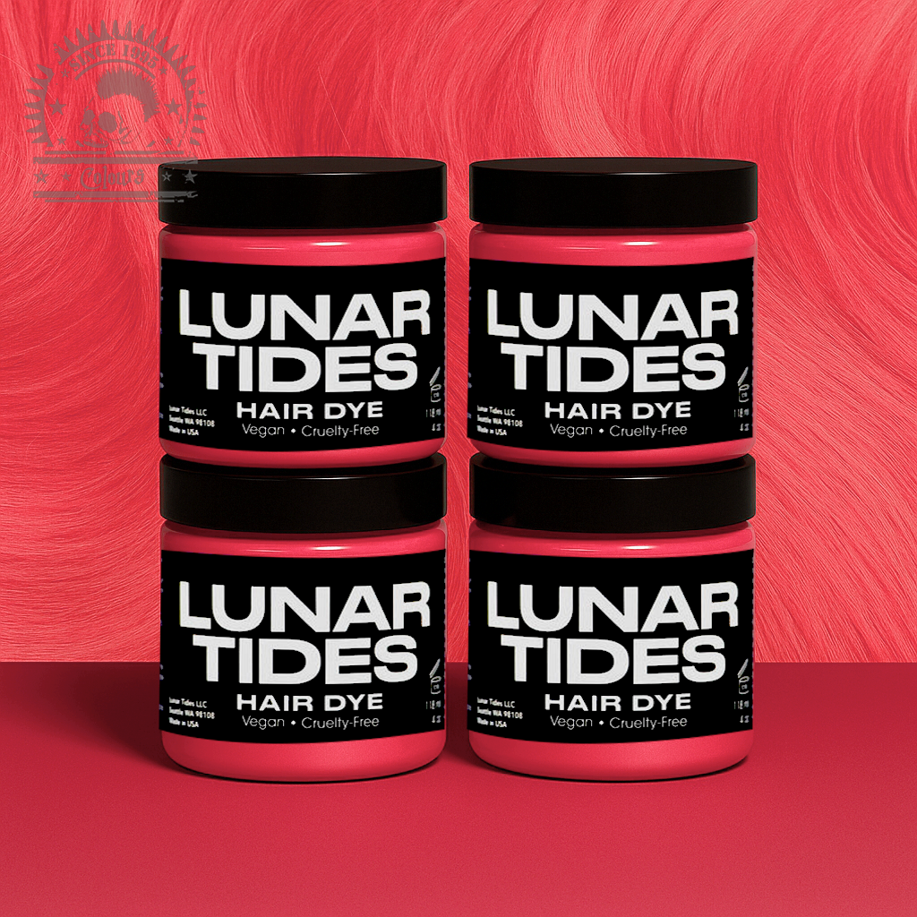 semi-permanente Haartönung 4er-Sparset CORAL PINK in dem Farbton Lachs mit pink und orangfarbenden Untertönen von Lunar Tides