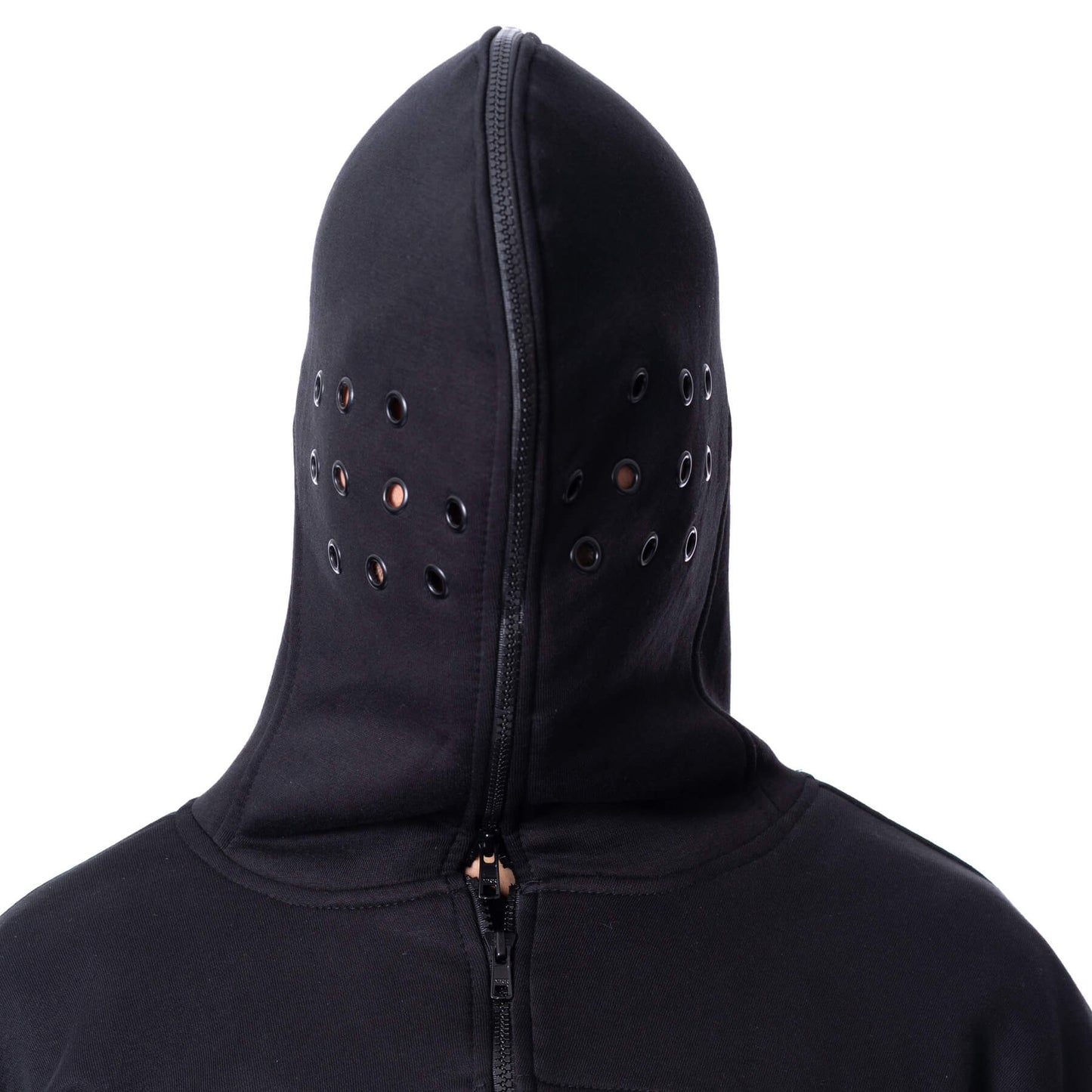 Schwarze Kapuzenjacke CROWE HOOD mit verschließbarer Kapuze von Poizen Industries