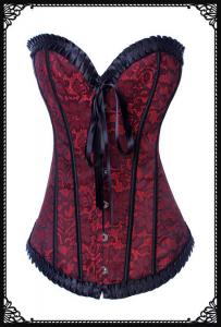 Red Briquette pattern corset with buckle