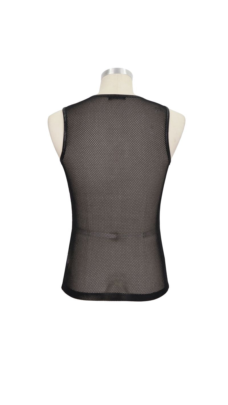 Schwarzes Netzshirt Meshmachine Unisex Black Tank Top von Devil Fashion