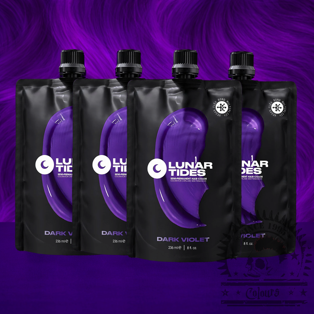 Vier semi-permanente Haartönungen 4er-Sparset Dark Violet in dem Farbton starkes Lila von Lunar Tides