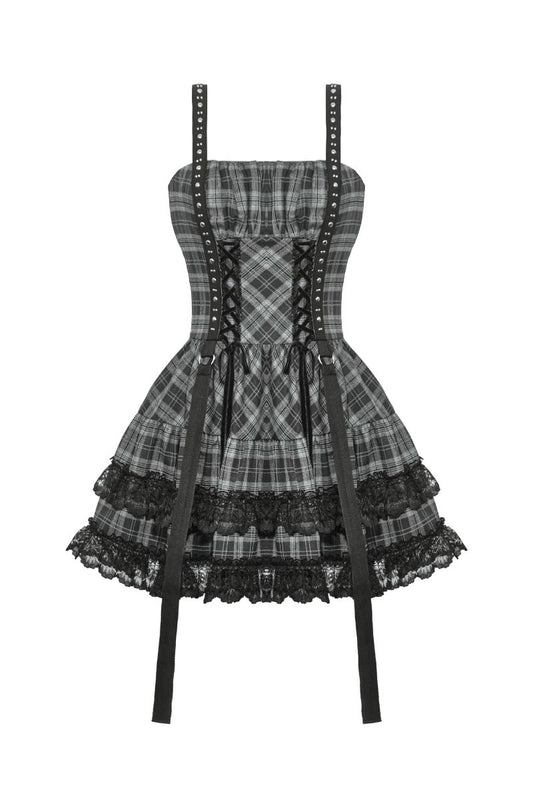 Avelina Gray Tartan Dress