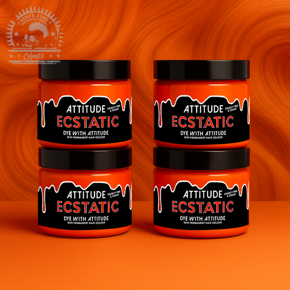 Vier semi-permanente Haartönungen 4er-Sparset ECSTATIC ORANGE in dem Farbton Orange von Attitude