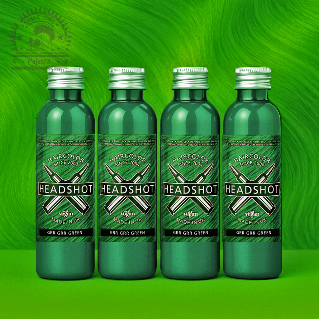 Vier semi-permanente Haartönungen 4er-Sparset GRR GRR GREEN in dem Farbton Hellgrün von Headshot