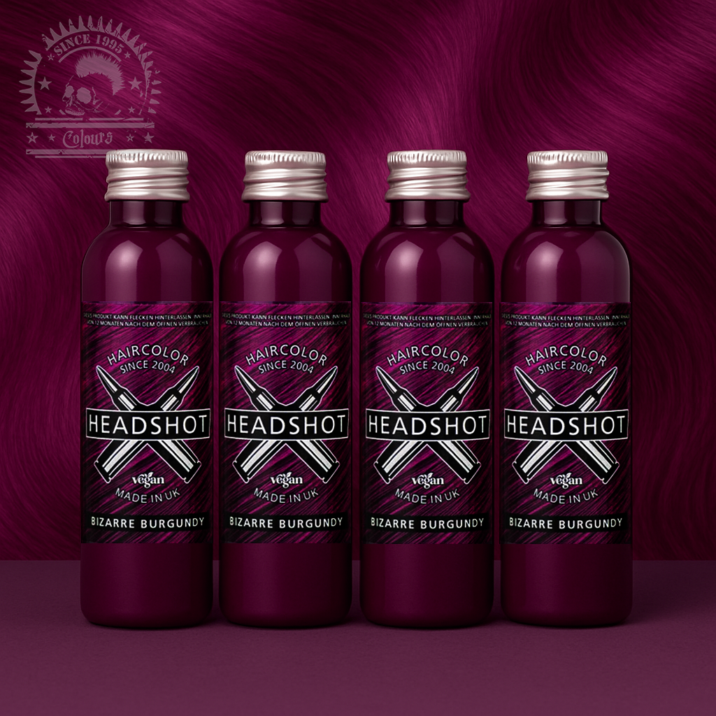Vier semi-permanente Haartönungen 4er-Sparset BIZARRE BURGUNDY in dem Farbton Magenta von Headshot