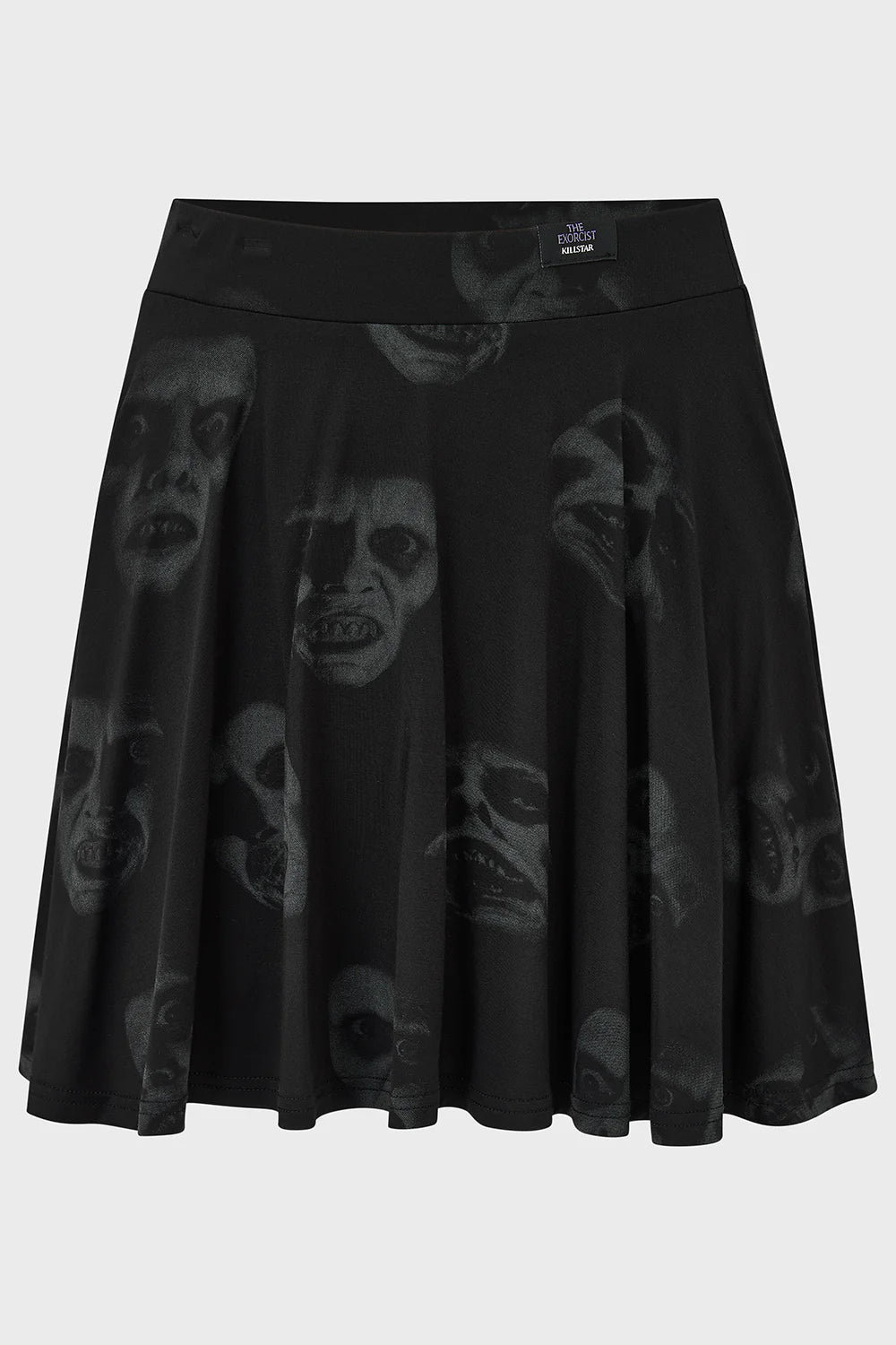 Schwarzer Mini-Rock EXCELLENT DAY FOR AN EXORCISM SKATER SKIRT mit the Exorcist Print von Killstar