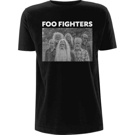 Lizensiertes Foo Fighters Old Band Photo Bandshirt mit schwarz-weiß-Foto der Bandmitglieder als alte Männer
