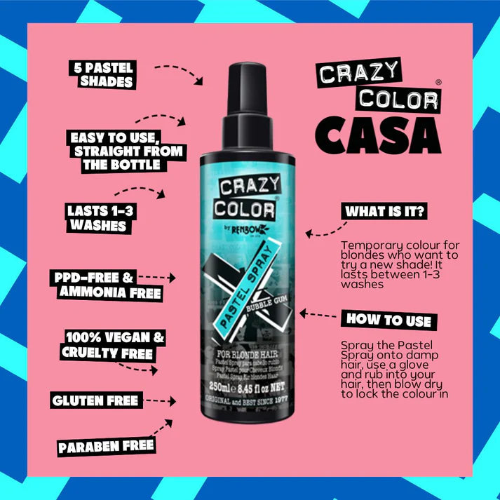 semi-permanentes Farbspray BUBBLEGUM in dem Farbton Blau von Crazy Color