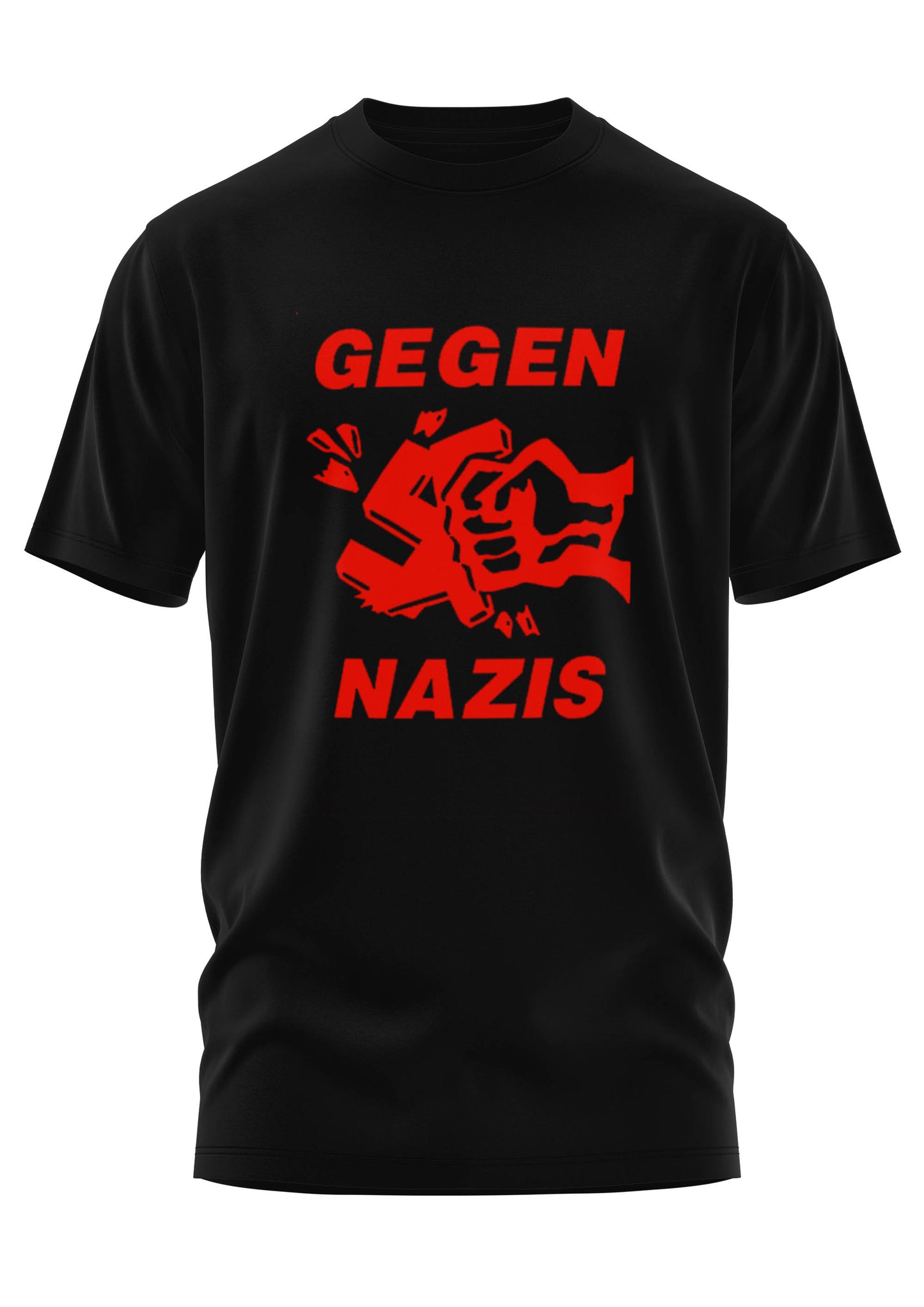 Schwarzes Oberteil GEGEN NAZIS Shirt Rot von Easure