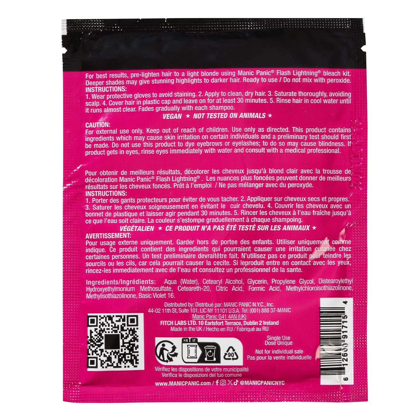 semi-permanente Haartönung HOT HOT PINK in dem Farbton Neonpink von Manic Panic