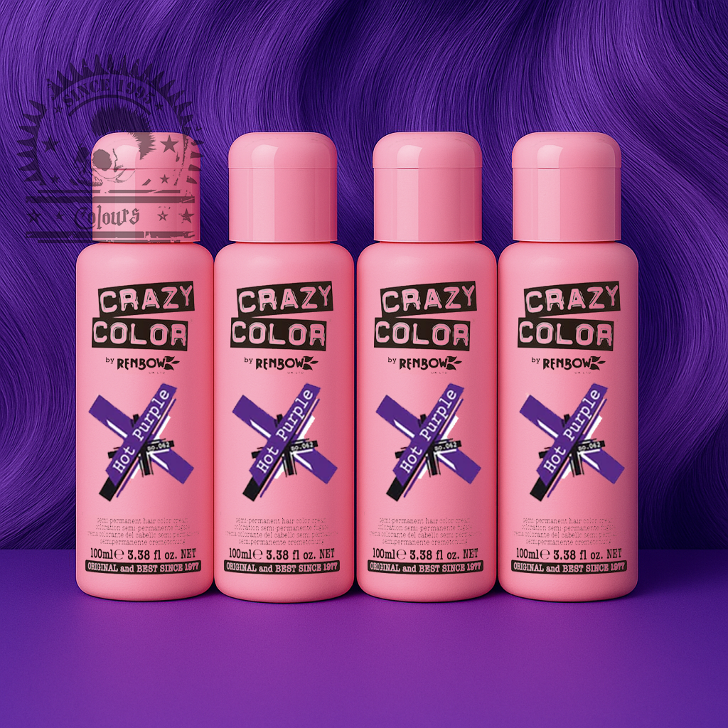 semi-permanente Haartönung 4er Box HOT PURPLE in dem Farbton Lila von Crazy Color