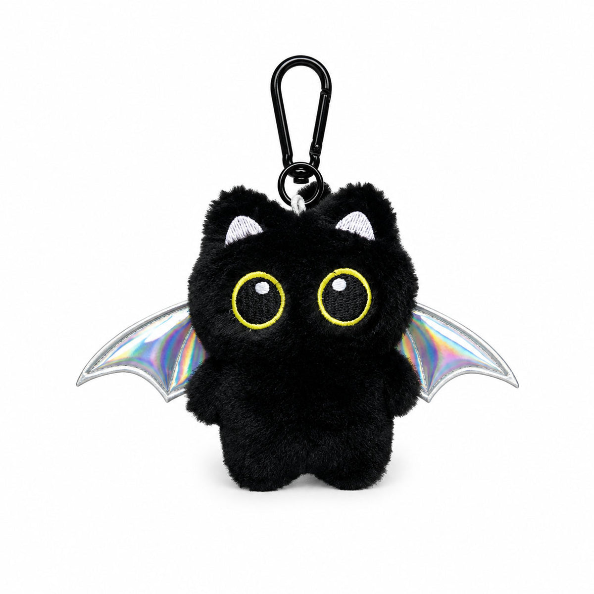 Schwarzer Schlüsselanhänger Holo Demon Kitty Keychain in Katzenform mit Fledermausflügeln von Moon Attic