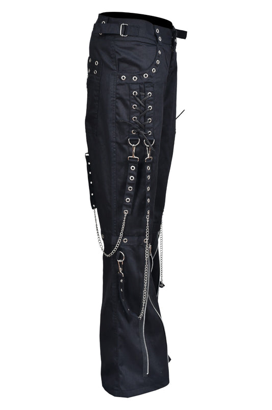 Schwarze Hose SILVER CHAIN PANTS mit silbernen Ketten und Zierreißverschlüssen mit Colours Branding