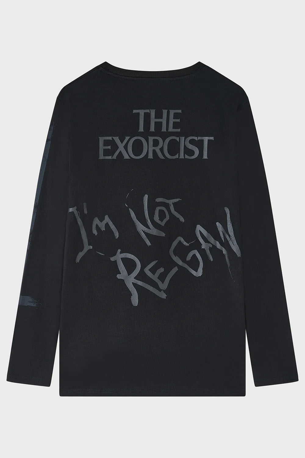 Schwarzes Langarmshirt I'M NOT REGAN LONG SLEEVED TOP mit the Exorcist Print von Killstar