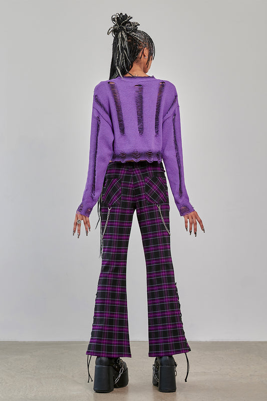 Lilaner Pullover TORN APART JUMPER in destroyed Optik von Banned