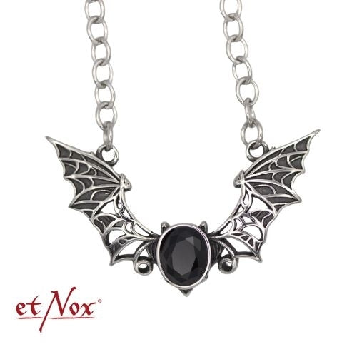 Silberfarbene Kette Bat schwarz von etNox