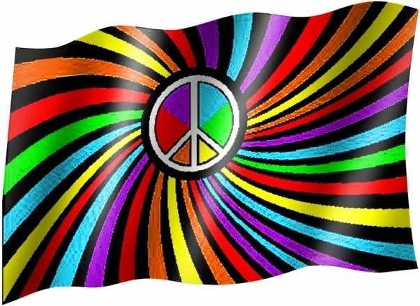 Regenbogen Fahne PEACE Psychodelic 90 cm X 150 cm