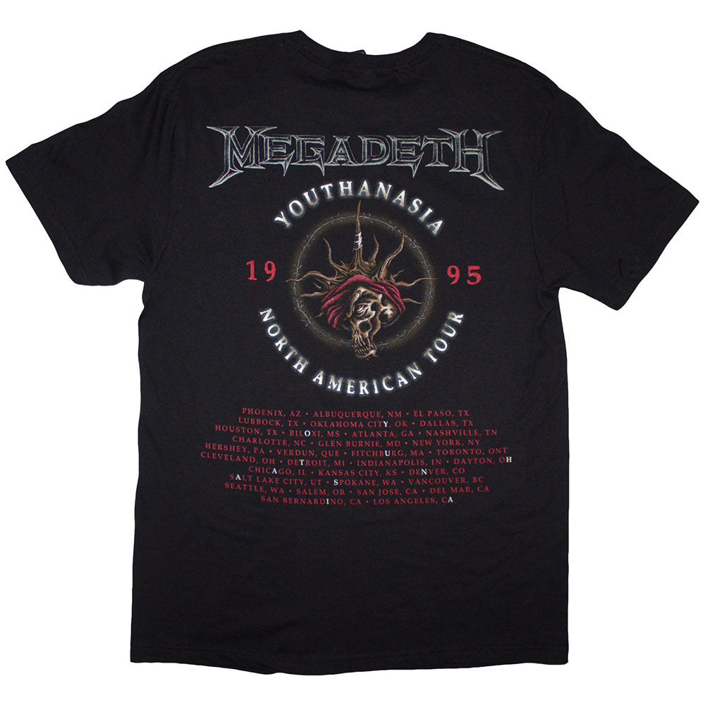 Lizensiertes Megadeth Youthanasia 1995 North American Tour Bandshirt mit Backprint
