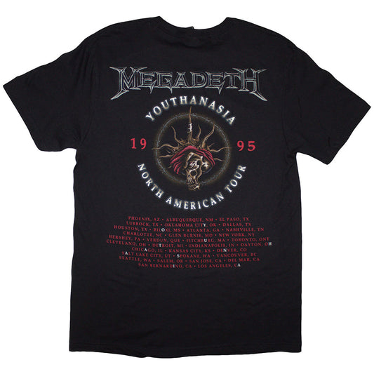 Lizensiertes Megadeth Youthanasia 1995 North American Tour Bandshirt mit Backprint