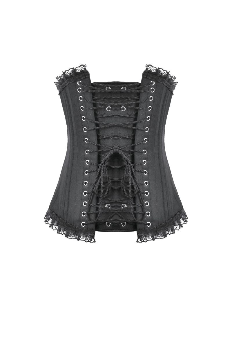 Schwarzes Unterbrustkorsett Mourning Princess Underbust Corset mit Spitzensaum von Dark in Love